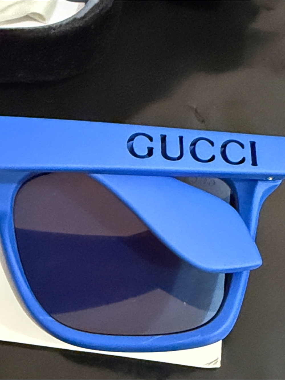 Gucci Unisex Bright Blue Frame Sunglasses with Amber Mirrored Lenses AUTHENTIC - Picture 8 of 13